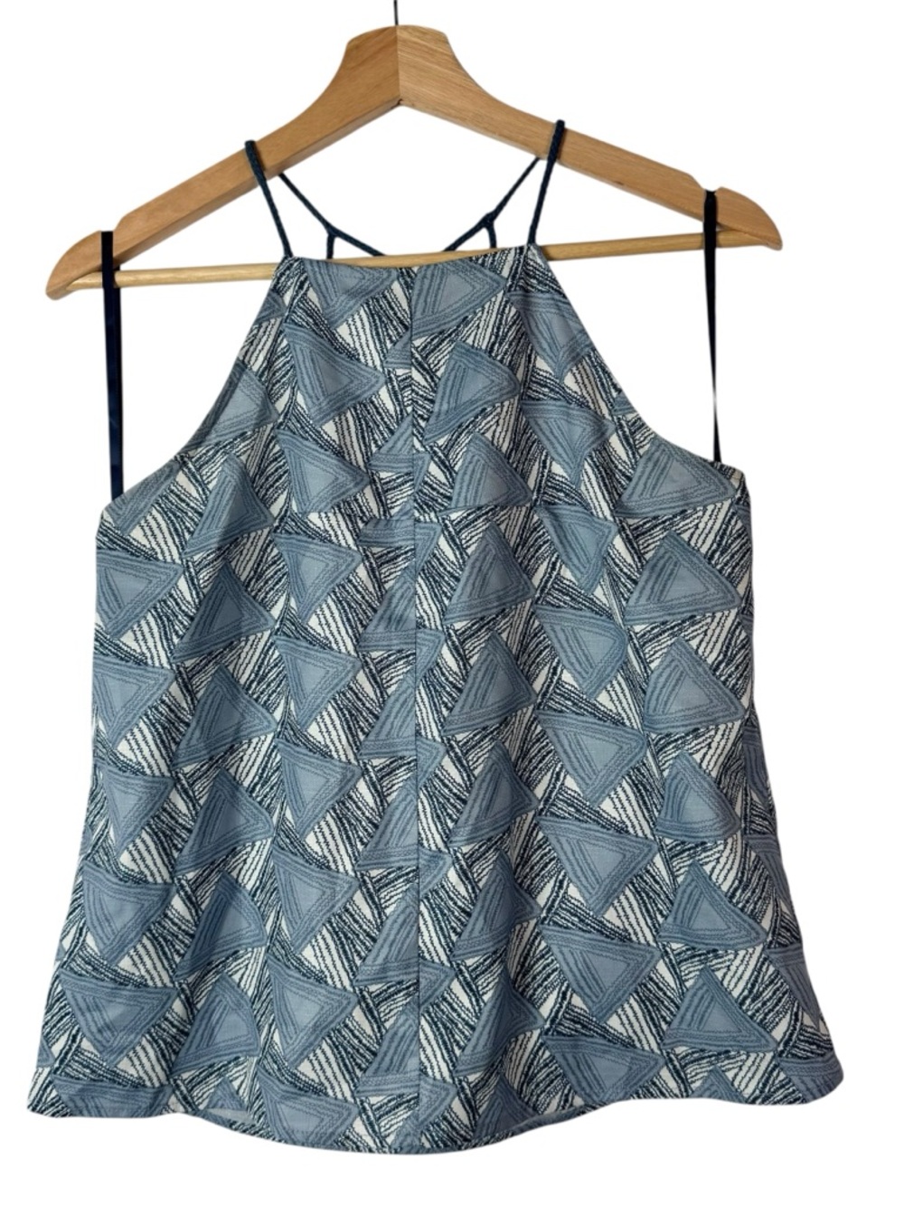 Boutique Doe‎ & Rae Blue Triangle Printed Halter Tank Top M